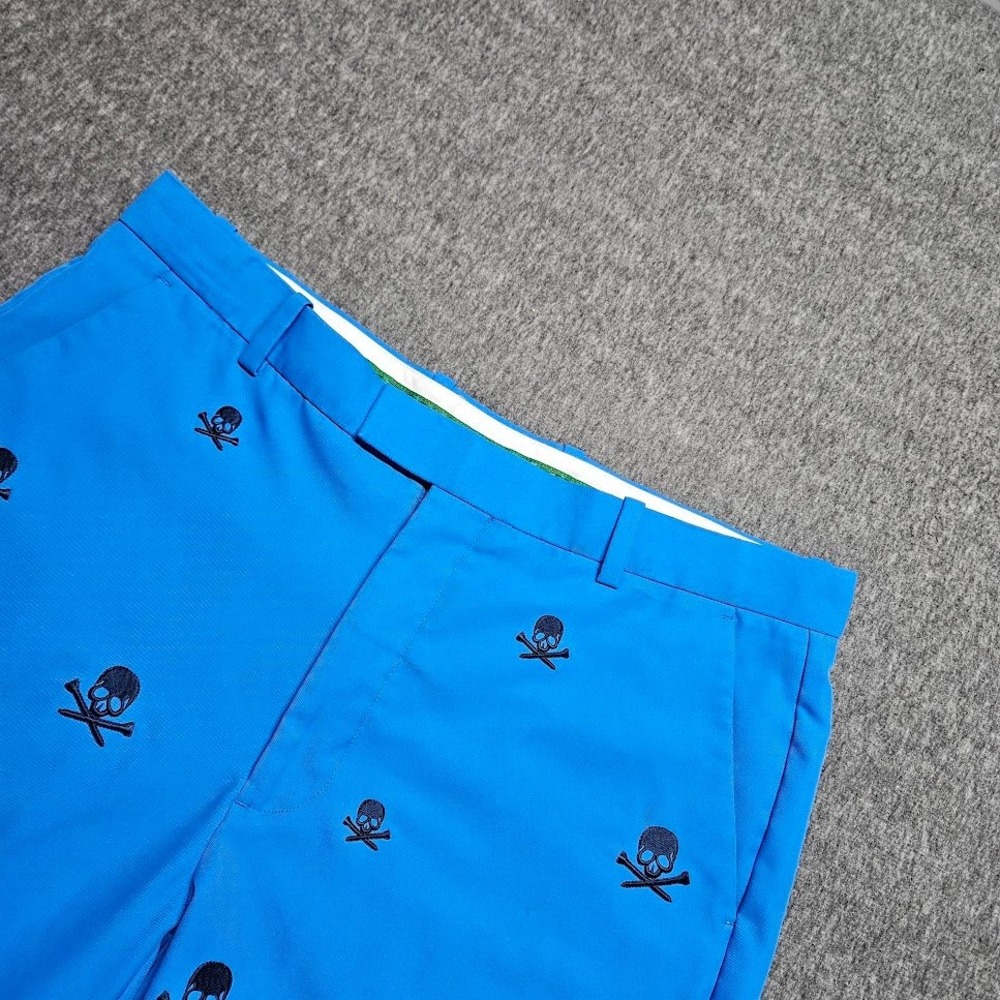 G/FORE Golf Shorts Mens 36 Blue Skull Embroidered Performance Flat Front
